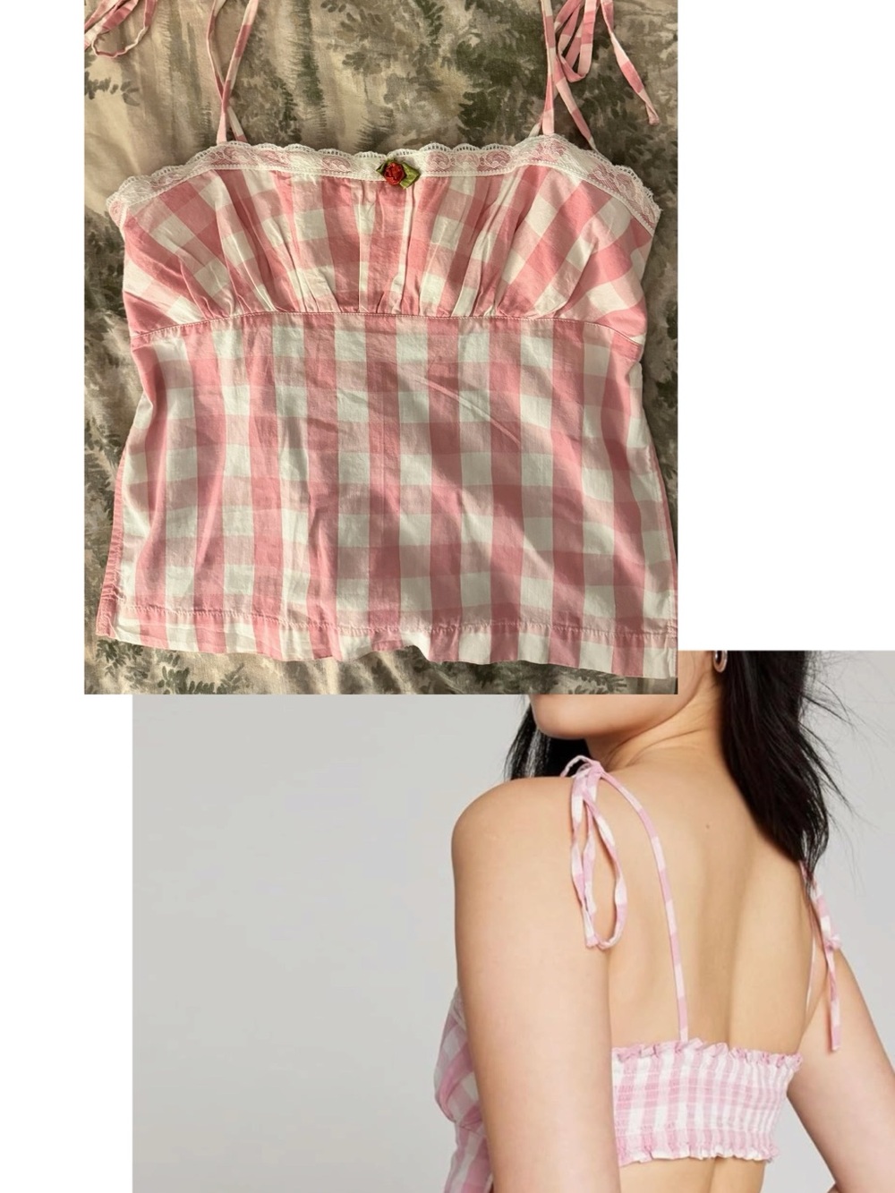 Kimchi Blue BACKLESS Gingham Tie-Shoulder Cami